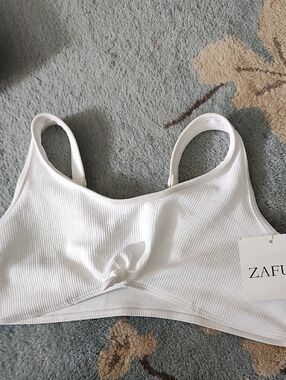 Zaful White Ribbed Knot Bralette